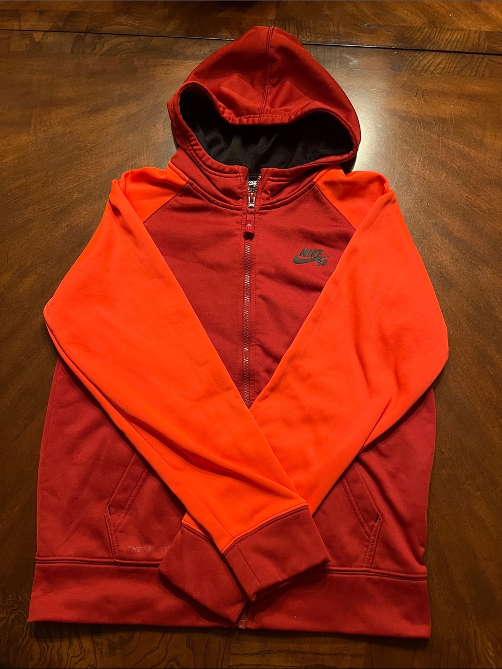 Boys Nike Two-Tone Red and Orange Full-Zip Hoodie